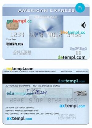 USA Georgia Gainesville First century bank amex everyday business plus card template in PSD format