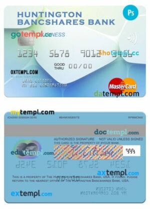 USA Huntington Bancshares Bank business mastercard template in PSD format