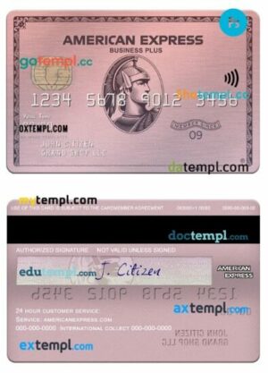 USA Indiana Centier bank american express rose gold business plus card template in PSD format