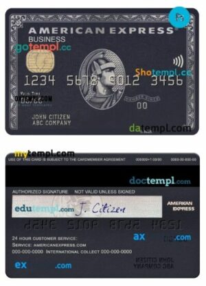 USA JP Morgan Chase bank american express business black card template in PSD format
