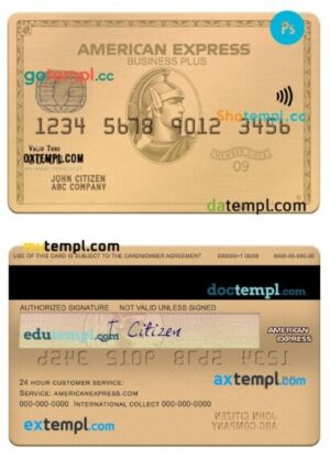 USA MOVO bank amex gold business plus card template in PSD format