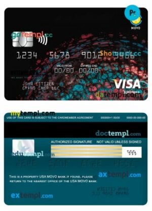 USA MOVO bank visa business card template in PSD format