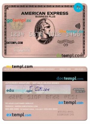 USA Missouri Together Credit Union bank amex rose gold business plus card template in PSD format