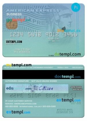 USA New York CFSB bank amex business card template in PSD format