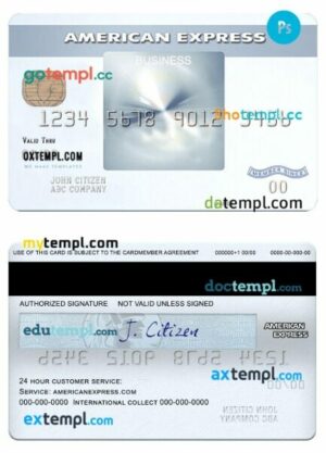 USA New York CFSB bank amex everyday® business credit card template in PSD format