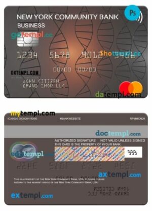 USA New York Community Bank business mastercard template in PSD format