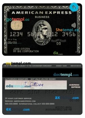 USA PNC bank amex black business card template in PSD format