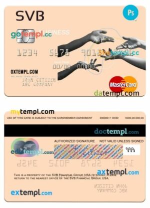 USA SVB Financial Group business mastercard template in PSD format