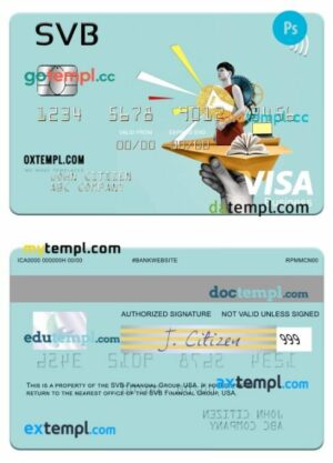 USA SVB Financial Group visa business card template in PSD format