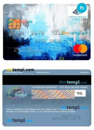 USA Springside Mortgage bank business mastercard template in PSD format