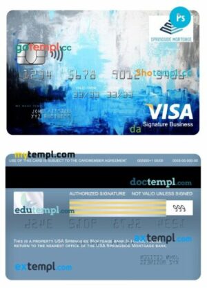 USA Springside Mortgage bank visa signature business card template in PSD format