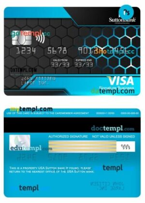 USA Sutton bank signature business card template in PSD format