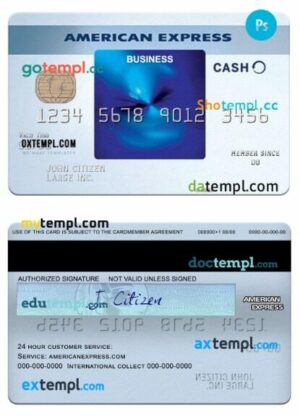 USA Truist Bank Blue Cash Everyday® business card from Amex template in PSD format