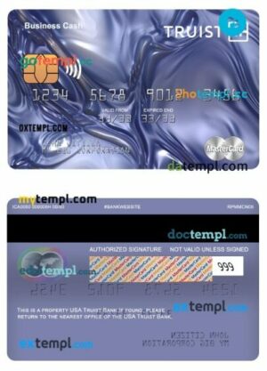 USA Truist Bank business cash mastercard template in PSD format