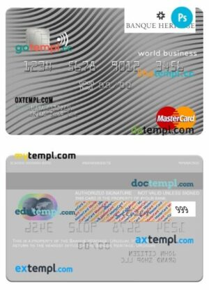 Uruguay Banque Heritage world business mastercard template in PSD format