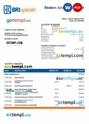 BRIsyariah business firm statement Word and PDF format
