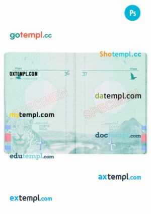 Costa Rica passport other pages PSD templates