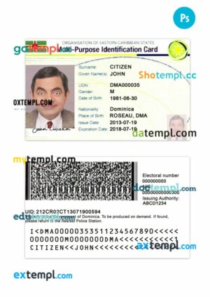 Eastern Caribbean States multi-purpose indentification card PSD template