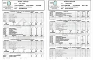 Imam Mohammad Ibn Saud Islamic University student transcript Word and PDF template, 3 pages
