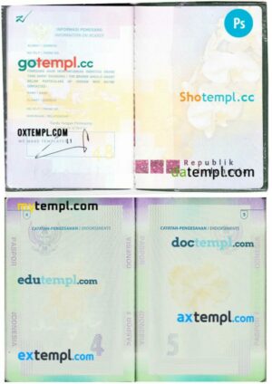 Indonesia passport other pages PSD templates
