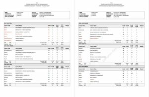 Izmir Institute of Technology undergraduate student transcript Word and PDF template, 2 pages