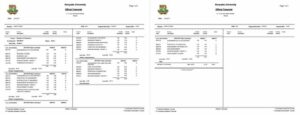 Kenyatta University official transcript Word and PDF template, 2 pages