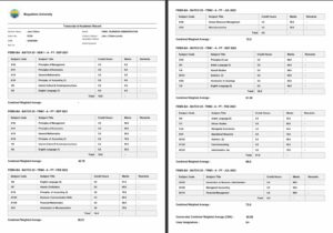 Mogadishu University transcript of academic record Word and PDF template, 2 pages