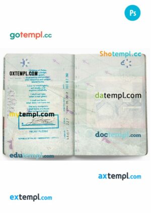 Palau passport other pages PSD templates
