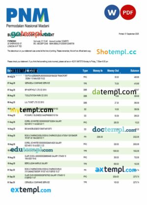 Permodalan Nasional Madani business firm statement Word and PDF format