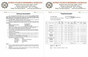 Rashtrasant Tukadoji Maharaj Nagpur University official transcripts Word and PDF template, 2 pages
