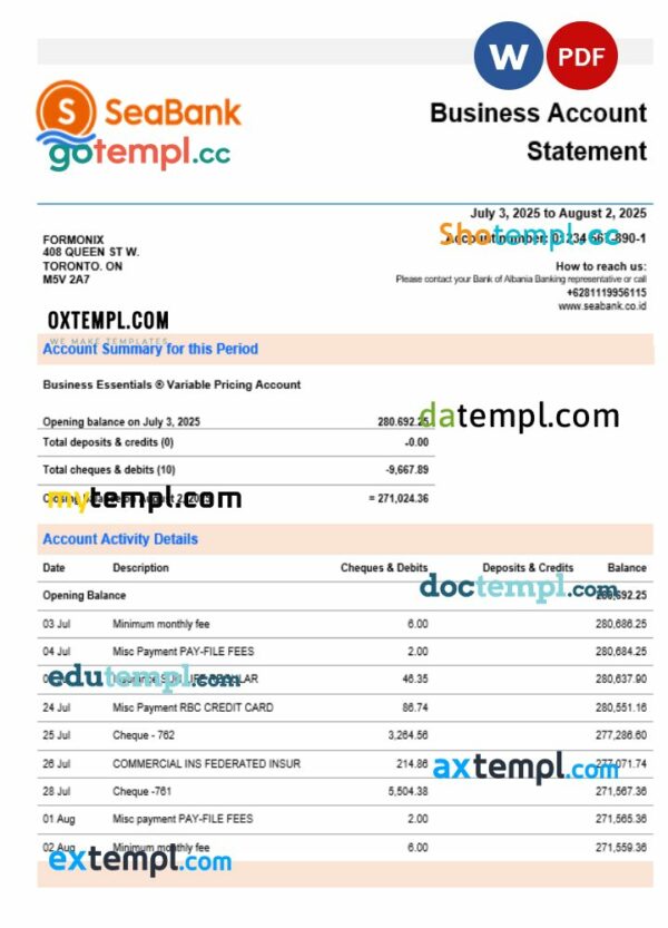 Seabank business firm statement Word and PDF format