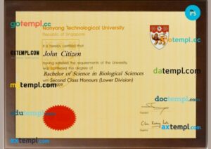 Singapore Nanyang technology university gold diploma template in PSD format