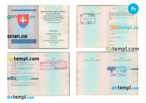 Slovakia passport other pages PSD templates