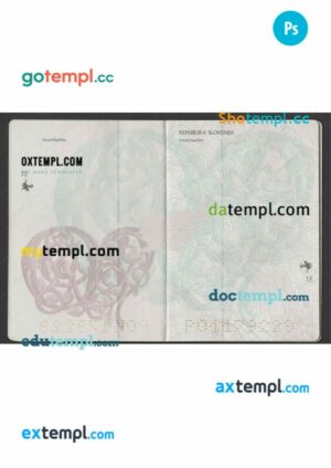 Slovenia passport visa pages PSD templates