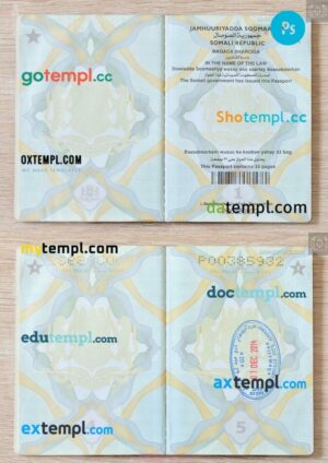Somalia passport visa pages photolook version PSD templates