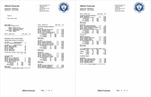 State University of New York official transcript Word and PDF template, 2 pages