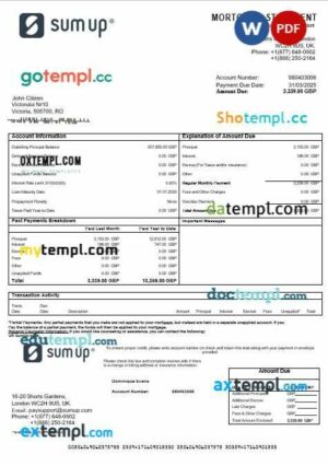 UK SumUp mortgage statement in Word and PDF formats
