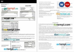 USA 1One Card mortgage statement in Word and PDF formats