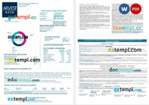 USA Arvest bank mortgage loan statement in Word and PDF formats, 4 pages
