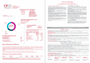 USA CFSB bank mortgage loan statement in Word and PDF formats, 4 pages