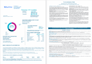 USA California BlueVine bank mortgage loan statement in Word and PDF formats, 4 pages