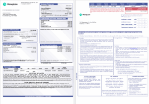 USA California MoneyLion bank mortgage statement in Word and PDF formats, 3 pages