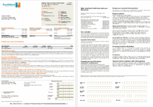 USA California Southland Credit Union mortgage statement in Word and PDF formats, 2 pages