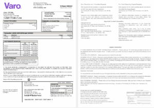 USA California Varo bank mortgage statement in Word and PDF formats