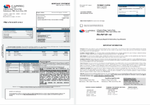 USA Capitec bank mortgage statement in Word and PDF formats
