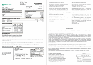 USA Citizens bank mortgage statement in Word and PDF formats
