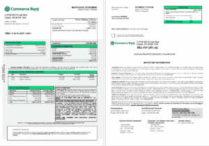 USA Commerce bank mortgage statement in Word and PDF formats