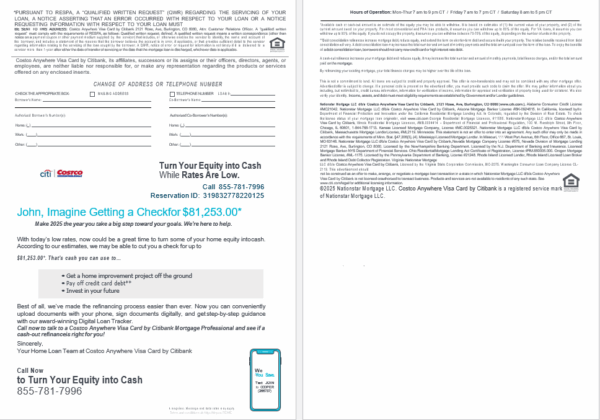 USA Costco Anywhere Visa Card by Citi bank mortgage loan statement in Word and PDF formats, 4 pages - Image 2