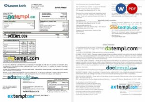 USA Eastern Bank mortgage statement in Word and PDF formats