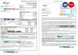 USA First International Bank & Trust bank mortgage statement in Word and PDF formats, 3 pages